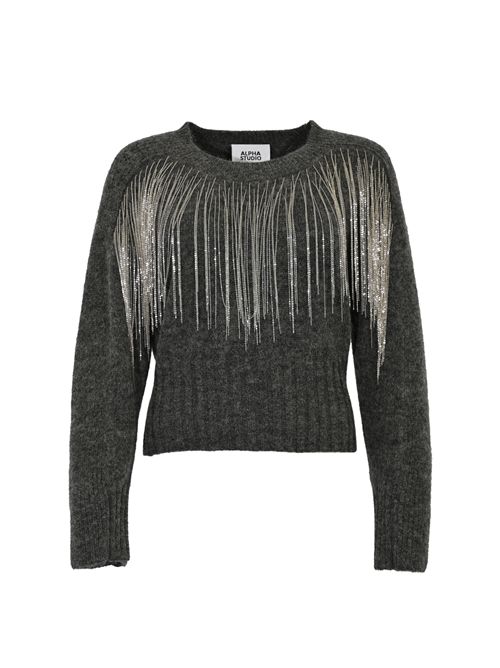 Maglia in misto alpaca con frange catena Alpha studio | AD-4410C2005